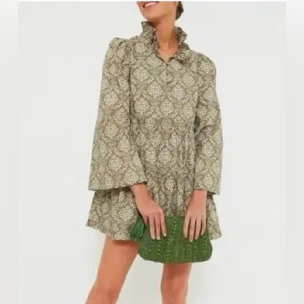 HYACINTH HOUSE Moss Printed Russell Mini Dress in Olive Size Small